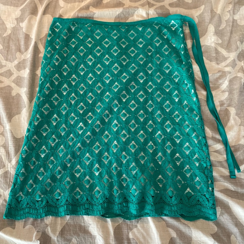 Green lace skirt